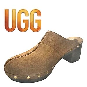 UGG Kassi Clogs Women’s Size 9 Chestnut Brown Suede Shearling Lined Slip On